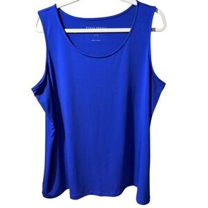 Susan Graver Modern Essentials Tank Top Royal Blue Scoop Neck XL Sleeveless